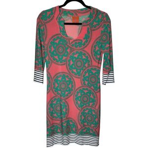Tracy Negoshian Women's Small Long Sleeve Dress Multipattern Striped
